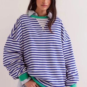 Free People Blue and White Striped Sweater